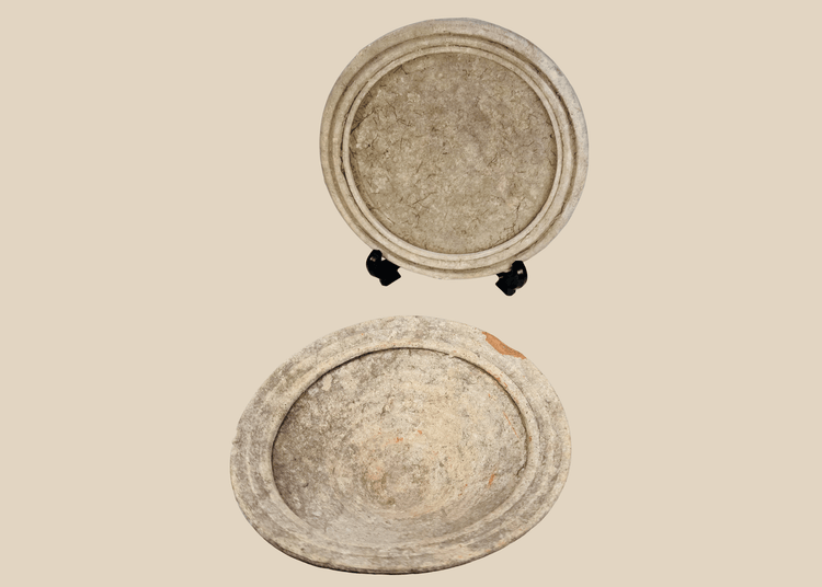 Pair of Ancient Roman North African terracotta Kassérine bowls with white slip surfaces from modern Tunisia.