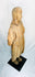 Large 41-inch medieval to Renaissance carved wooden statue of a saint or biblical figure, detailed hair and robes, mounted on iron display base with natural aged patina – European ecclesiastical sculpture.