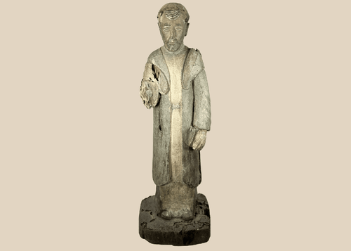 Spanish Colonial hand-carved wooden santo figure with aged patina