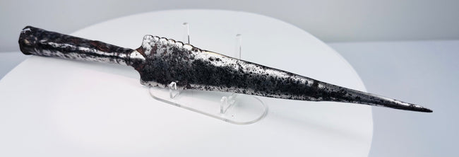 Iron Age to Early Medieval European spearhead with forged iron blade and aged patina