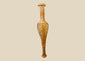 Ancient Hasmonean terracotta bottle from Judea, circa 300–100 BCE. Slender neck with narrow mouth, elongated rounded body, and naturally aged patina. Mounted on a later marble base for display. Functional and elegant vessel used for oils, perfumes, or sacred substances, reflecting daily life and material culture of ancient Judea.