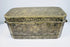 Late 18th to early 19th-century Philippine betel nut box with intricate brass floral inlay and aged mixed-metal surface.