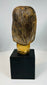Carved Christ head mounted on display base with aged surface