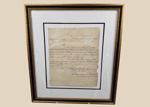 Framed 1826 United States Ordnance Department letter signed by George Bomford
