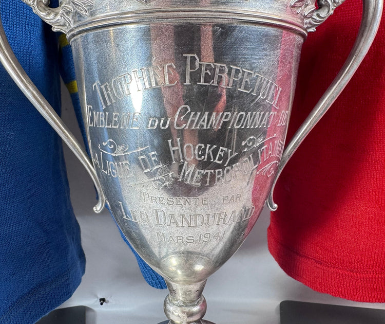 Front view of 1941 Montreal Metropolitan Hockey League championship trophy