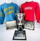 Complete wartime Montreal hockey archive including championship trophy, sweaters, badges, and photographs