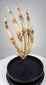 Antique osteological human hand specimen with articulated bones on original-style hardwood display base