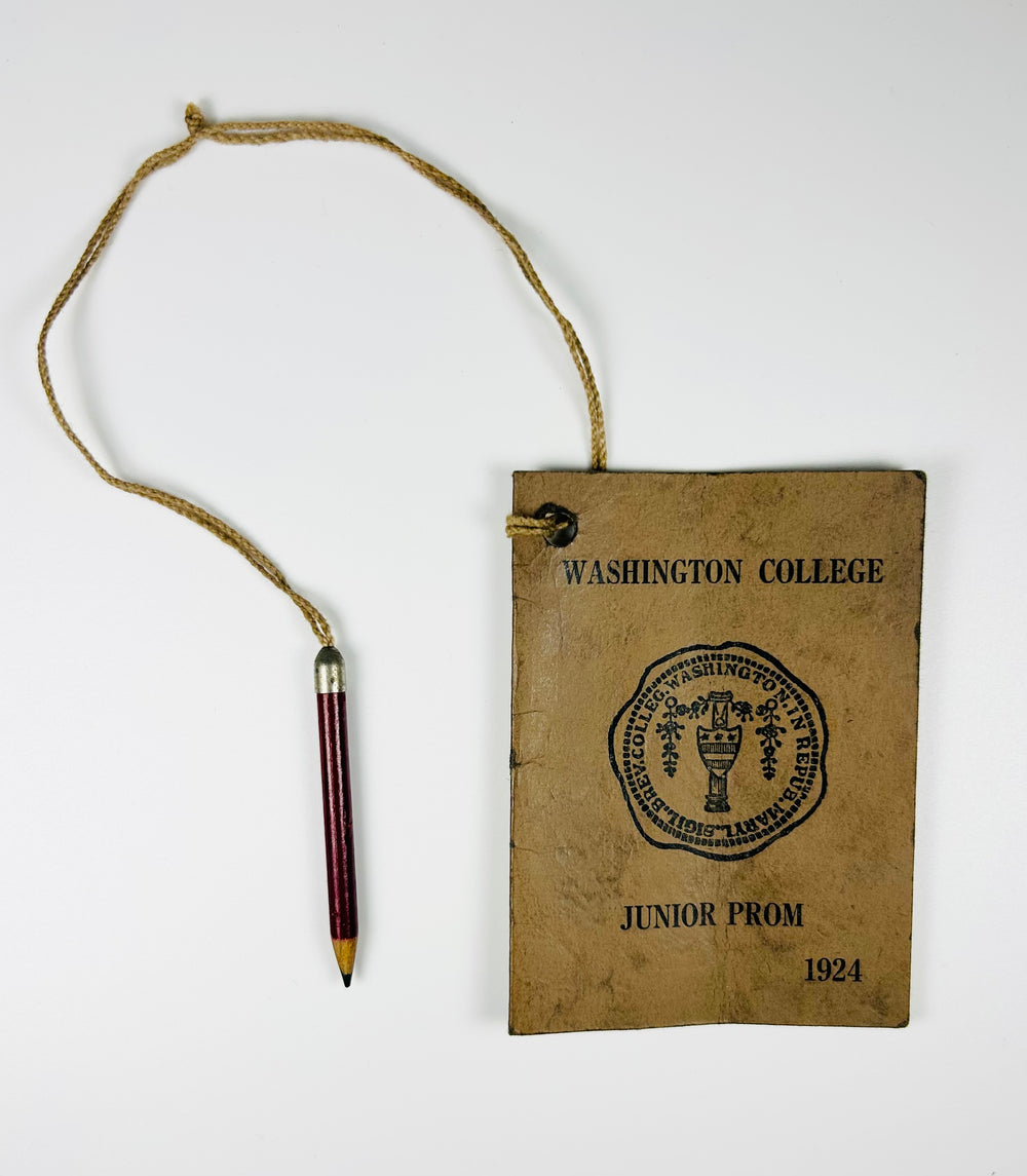 Antique 1924 Washington College dance card featuring Fox Trot and Waltz dance listings from Jazz Age prom