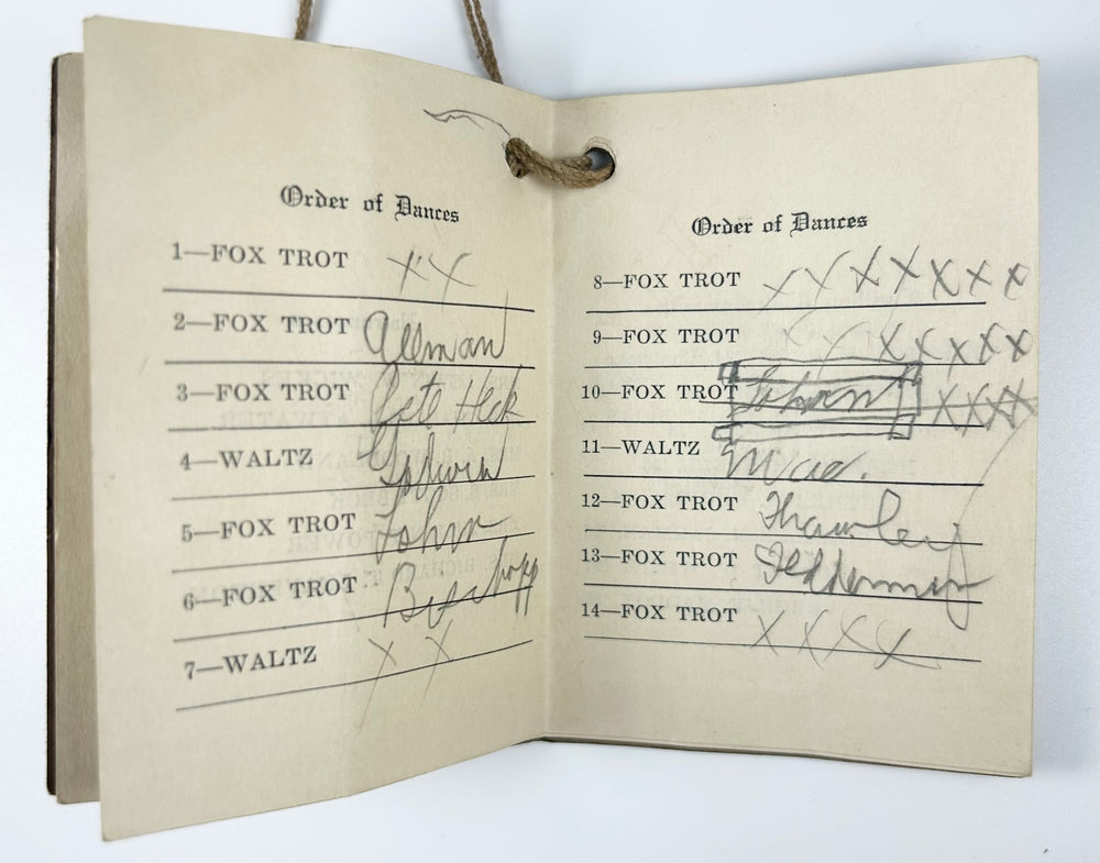 Roaring Twenties dance card booklet honoring Washington College Class of 1925 with attached miniature pencil