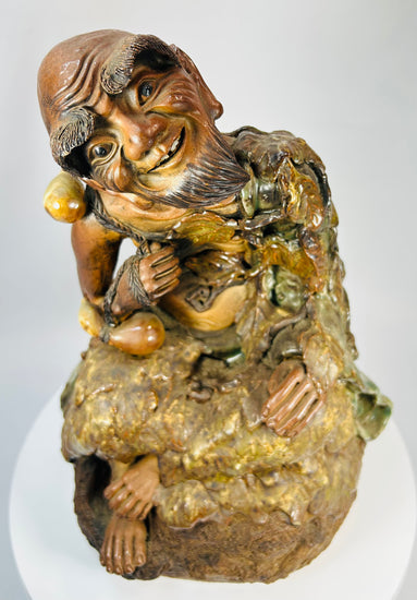 Expressive Chinese glazed ceramic figure depicting Jigong the wandering monk.