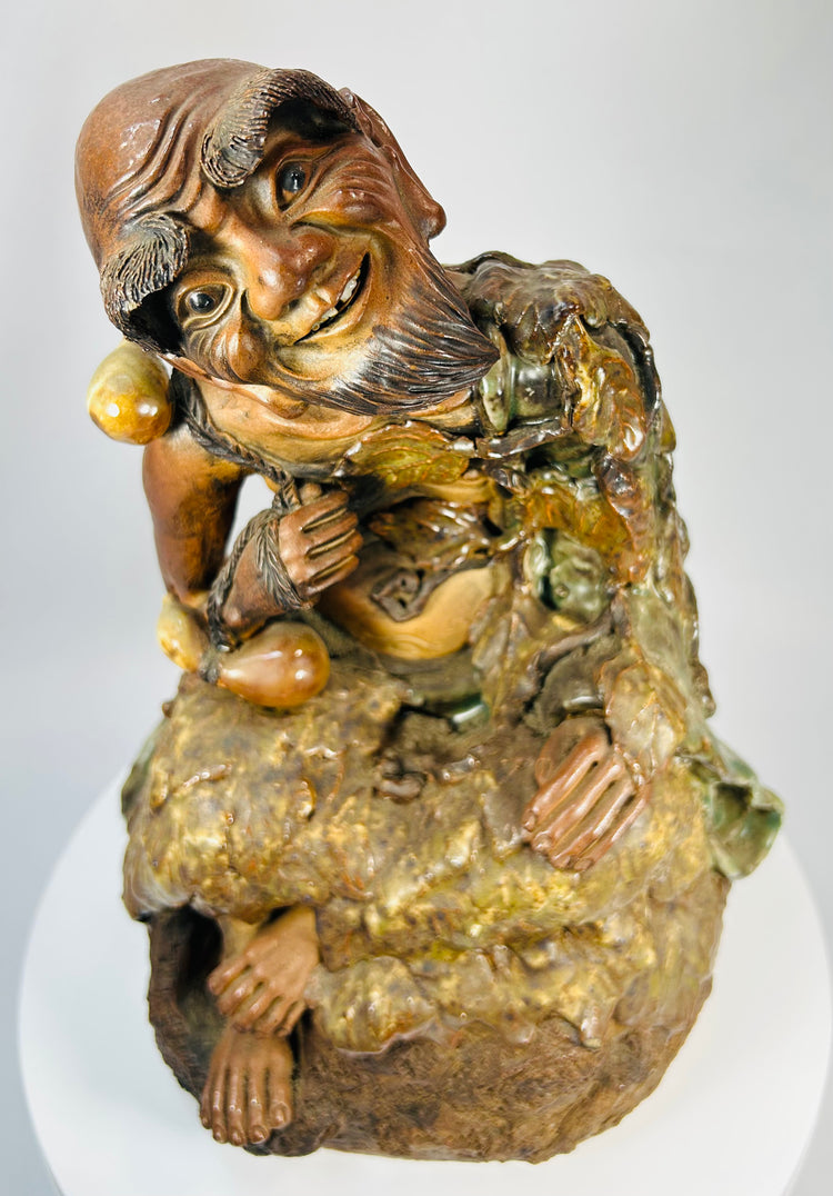 Expressive Chinese glazed ceramic figure depicting Jigong the wandering monk.