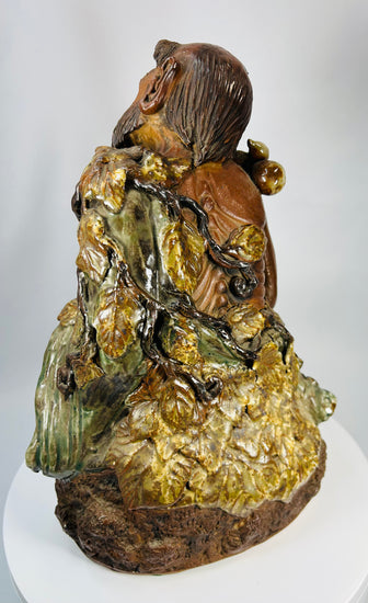 Late Qing Dynasty Chinese glazed terracotta statue of the folkloric monk Jigong.