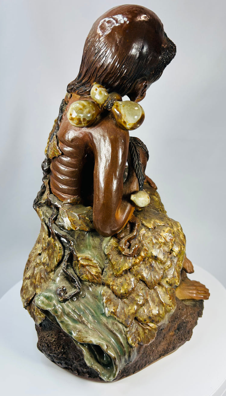 Historic Chinese terracotta sculpture of Jigong the wandering Buddhist monk.