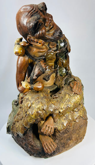 Late Qing Chinese ceramic devotional figure depicting Jigong the compassionate Mad Monk.