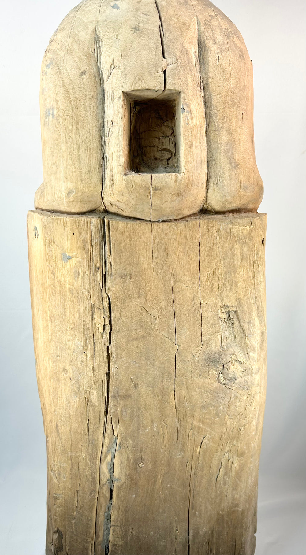 Antique Chinese carved wooden temple figure representing a magistrate or official.