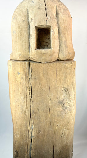 Antique Chinese carved wooden temple figure representing a magistrate or official.