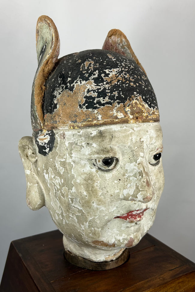 Qing Dynasty style terracotta bust of a Chinese magistrate or temple official.