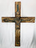 Antique Spanish Colonial folk crucifix with expressive carved Christ figure.