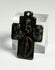 antique bronze Catholic devotional cross pendant depicting sacred figures and Miraculous Medal style imagery from the 1800s