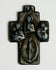 antique bronze cruciform devotional pendant featuring Virgin Mary and Christ Child relief imagery, 1800s religious cross found near maritime shipwreck site