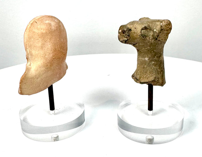Early Bronze Age Mesopotamian bovine protome, circa 3000–2000 BCE, featuring an elongated muzzle, raised eye areas, and stylized animal features.