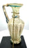 Late Roman–Early Byzantine glass jug displaying a wide trumpet-shaped mouth, thickened rounded rim, and weathered translucent glass.