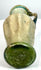 Ancient Roman–Byzantine glass jug, circa 4th–5th century CE, featuring pale green glass, extensive archaeological patination, and historical 1969 provenance.