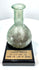 Roman Imperial free-blown glass unguentarium with a rounded body, slender cylindrical neck, and extensive ancient mineral encrustations.