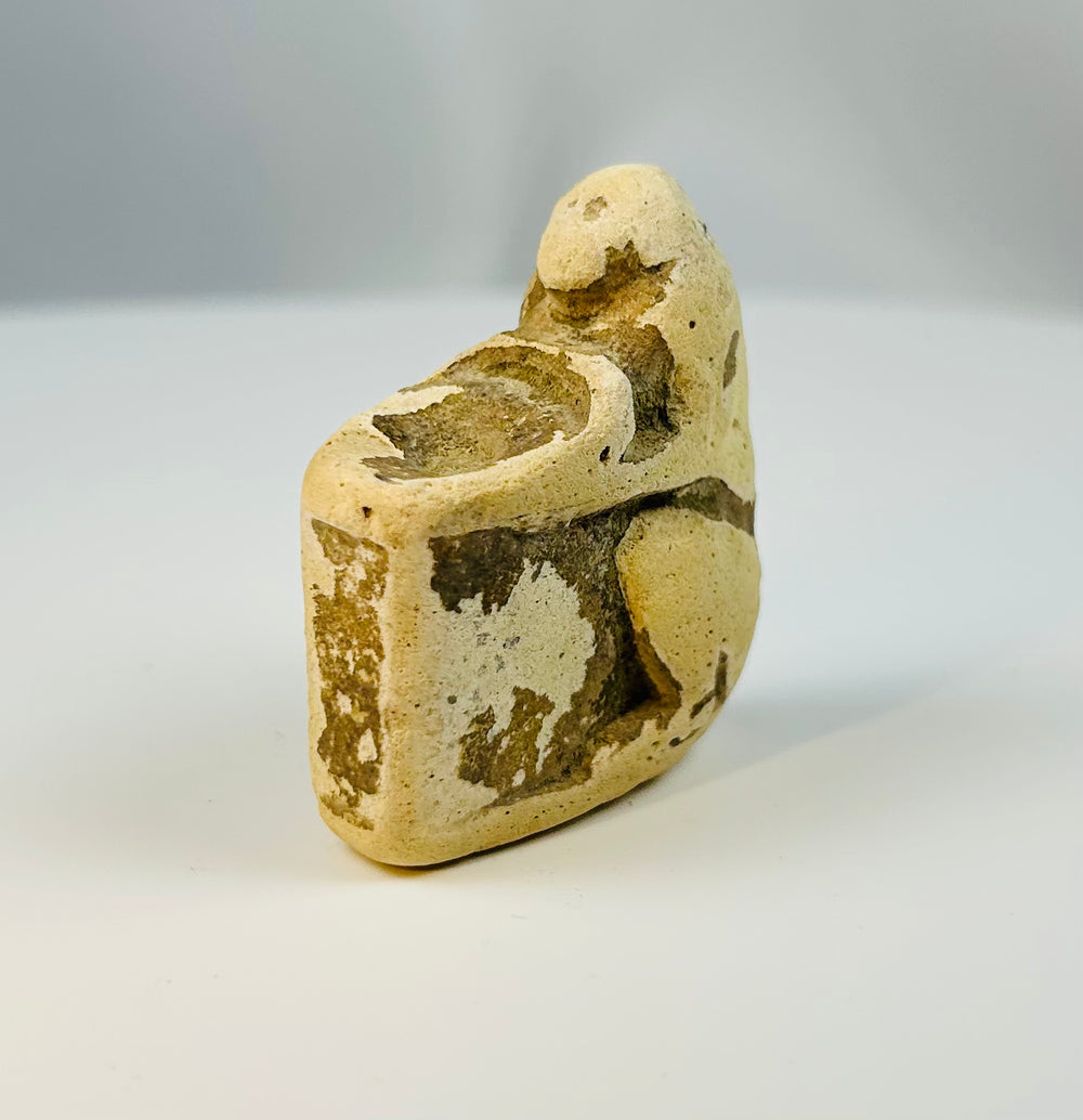 Ancient Egyptian baboon figure carved in limestone with votive offering container