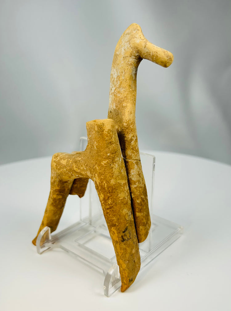 Ancient Boeotian horse figure in terracotta from the Greek Geometric period