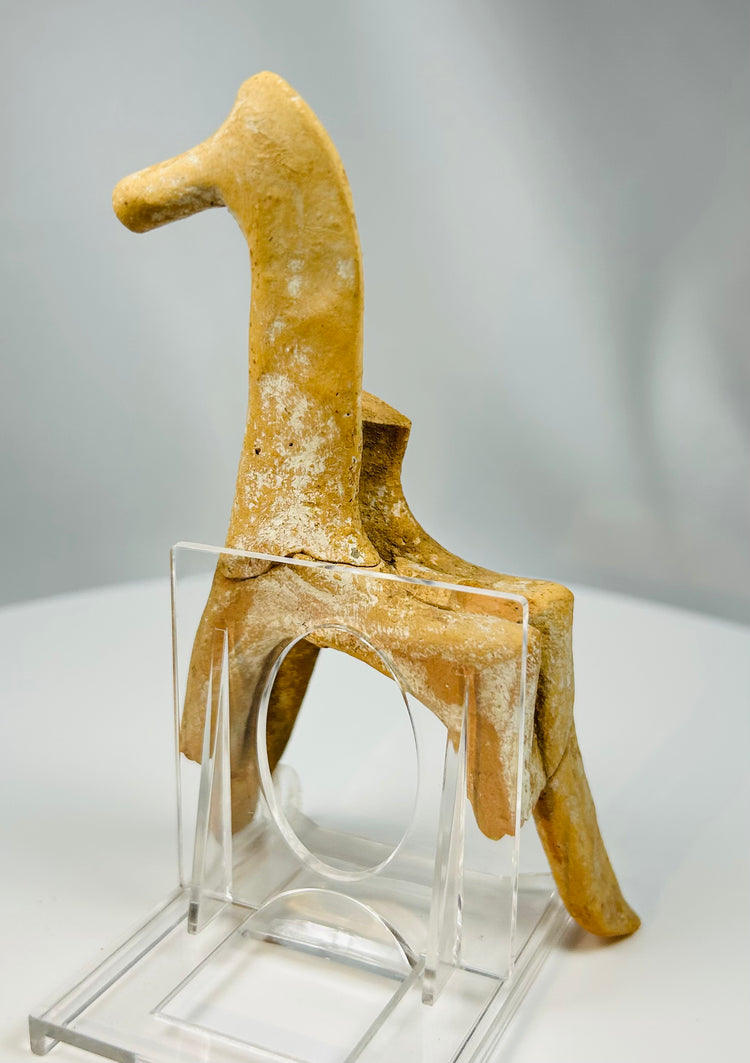 Archaeological terracotta horse figure from Boeotia dating to early Greek antiquity