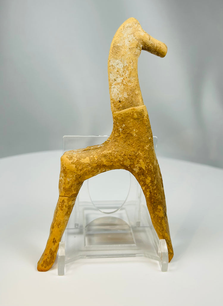 Ancient Greek terracotta horse votive figure from Boeotia, Geometric period artifact