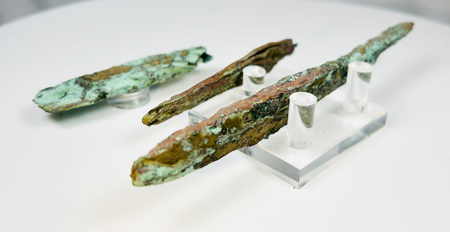 Prehistoric Native American copper blades cold-hammered from Great Lakes copper