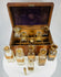 historic mahogany physician’s apothecary case from Virginia with medical bottles