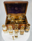 historic mahogany physician’s apothecary case from Virginia with medical bottles