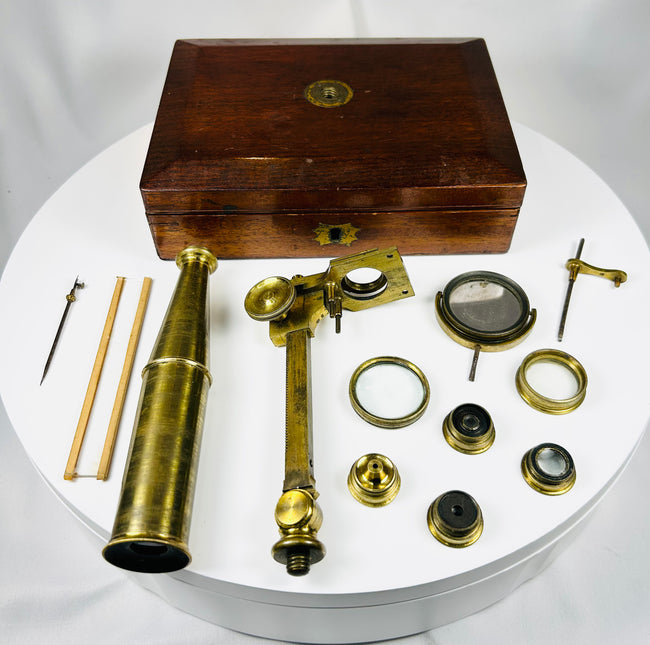 antique laboratory microscope from the Victorian period