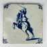 17th–18th century Delftware tile depicting rider raising sword