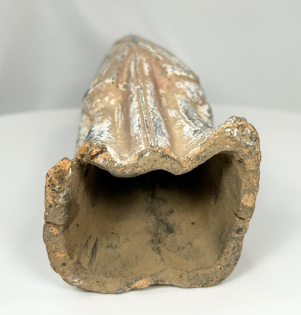 early Chinese ceramic funerary attendant with painted surface remnants