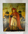 antique Spanish Colonial religious painting on wood panel from Mexico