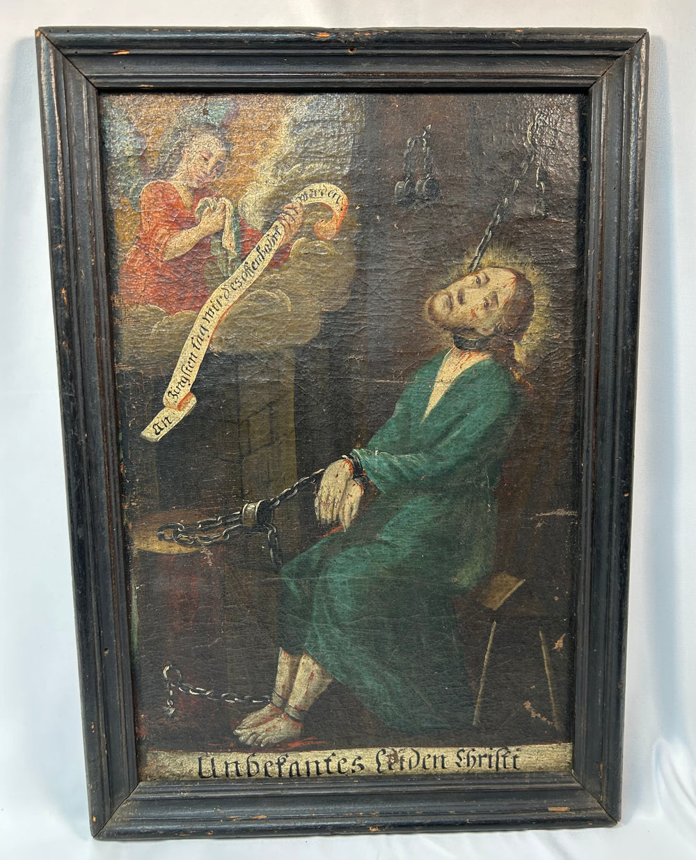 antique Christian devotional artwork showing Christ bound at the column