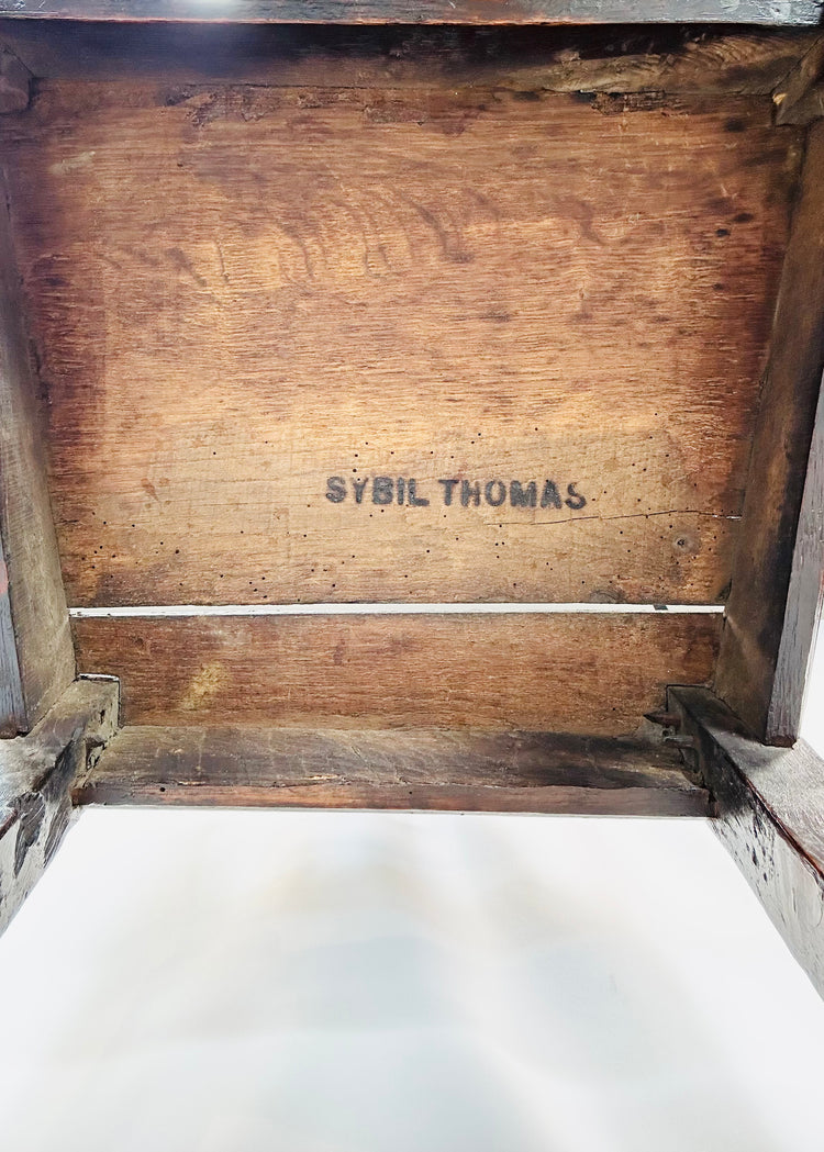 Early William and Mary period oak chair with turned stretcher and splat back