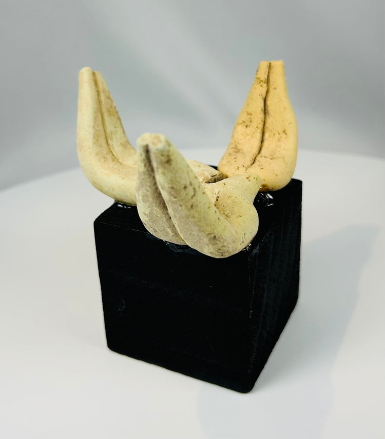 Ancient Mesoamerican terracotta pottery fragments with incised decorative grooves