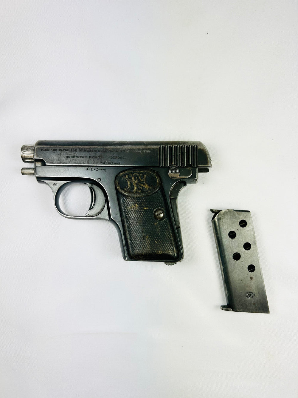 Browning FN 1906 pocket pistol, third-variant “Triple Safety,” serial #368133, circa 1912–1914