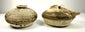 Ancient Chinese shipwreck pottery consisting of two Ming Dynasty jarlets with natural mussel and barnacle accretions from prolonged underwater submersion.