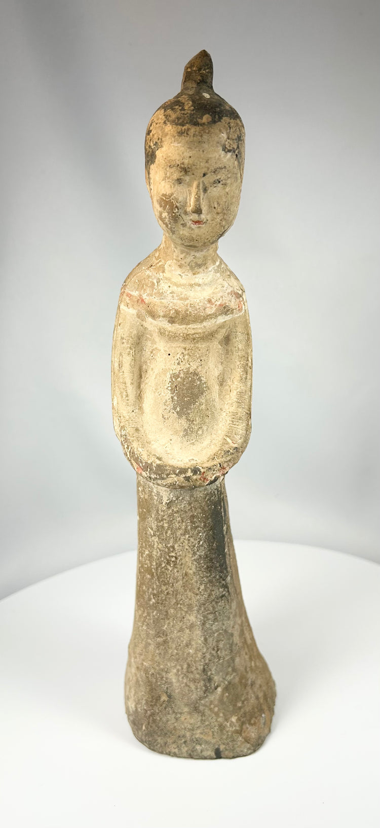 Chinese Earthenware Standing Attendant Figure in Tang Style | Circa 1870–1930