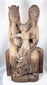 Antique carved wooden Christian devotional group sculpture with Virgin Mary, Saint Anne, and Jesus
