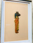 Ancient Egyptian funerary fragment showing Anubis in profile with painted details