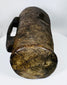 Hand-carved Himalayan ethnographic artifact with deep cylindrical body and attached carved handle
