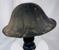 Japanese samurai ceremonial helmet with broad brim and black lacquered architectural form
