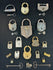 Framed collection of antique locks and keys in shadow box with industrial design